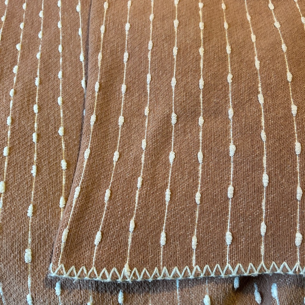 Pink Knit Blanket with cream Dotted Stripes